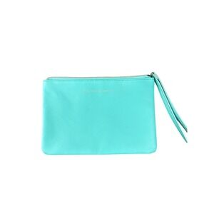 NEW‎ YORK & COMPANY Teal Turquoise Saffiano Zip Wristlet Clutch Pouch Bag